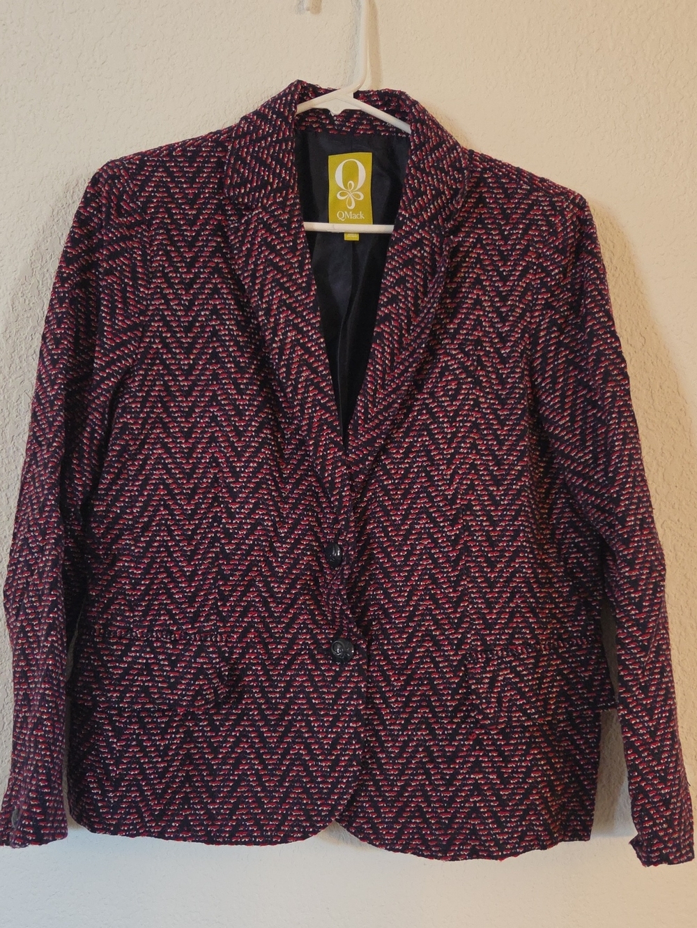 QMack Red and Navy Chevron Knit Blazer Jacket